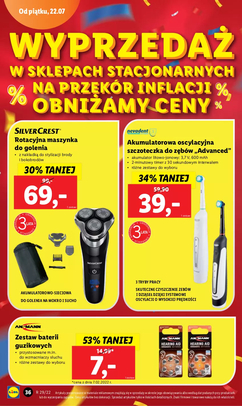 Gazetka promocyjna Lidl - GAZETKA - ważna 18.07 do 23.07.2022 - strona 36 - produkty: Akumulator, Maszynka, Maszynka do golenia, Sok, Szczoteczka, Szczoteczka do zębów, Szynka