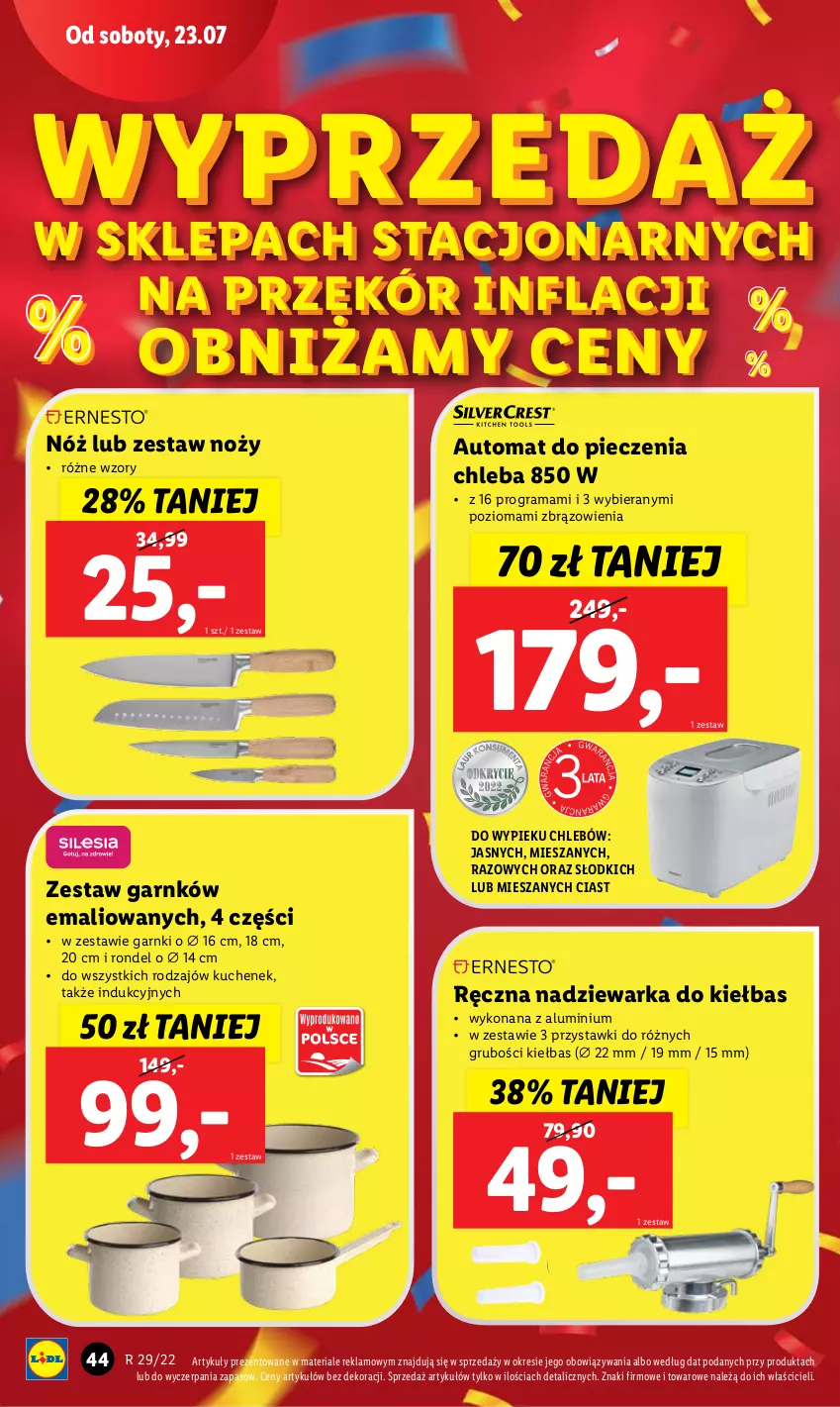 Gazetka promocyjna Lidl - GAZETKA - ważna 18.07 do 23.07.2022 - strona 44 - produkty: Automat do pieczenia chleba, Chleb, Gra, Noż, Piec, Rama, Rondel, Warka