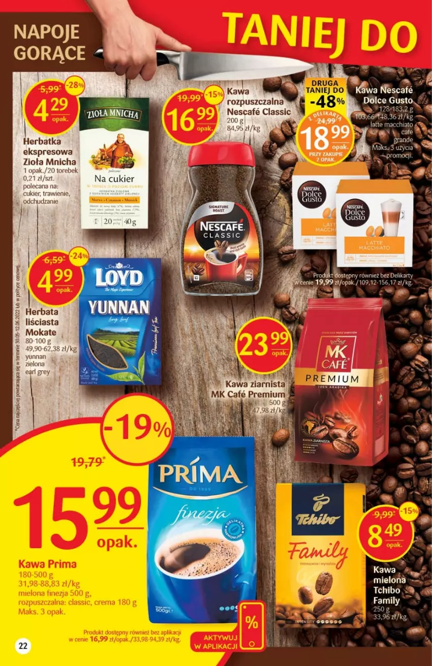 Gazetka promocyjna Delikatesy Centrum - Gazetka DC29 - ważna 28.07 do 03.08.2022 - strona 22 - produkty: Chia, Cukier, Dolce Gusto, Herbata, Kawa, Kawa ziarnista, Napoje