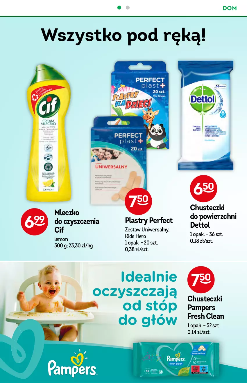 Gazetka promocyjna Żabka - ważna 22.09 do 28.09.2021 - strona 42 - produkty: Chusteczki, Cif, Dettol, Mleczko, Pampers