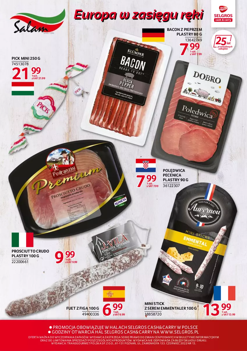 Gazetka promocyjna Selgros - Katalog Markowe Produkty - ważna 15.06 do 29.06.2022 - strona 15 - produkty: Emmental, Fa, LG, Pieprz, Polędwica, Prosciutto, Ser, Tran