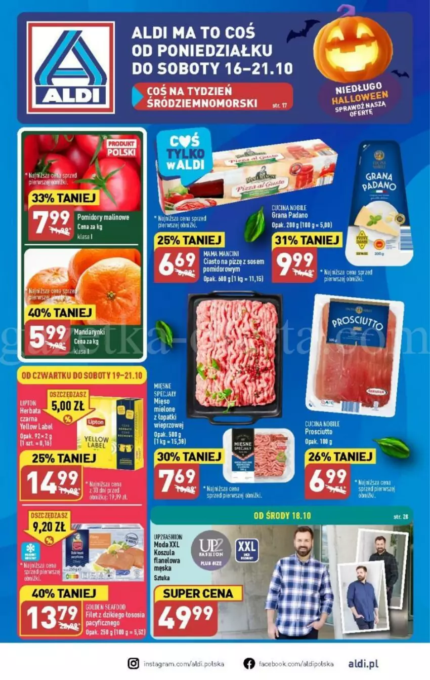 Gazetka promocyjna Aldi - ważna 16.10 do 21.10.2023 - strona 1 - produkty: Fa, Gra, Kosz, Koszula, Mięso, Moda, Sos