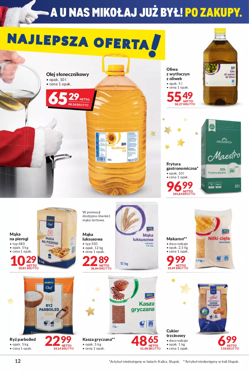 Gazetka promocyjna Makro - [Oferta promocyjna] Artykuły spożywcze i przemysłowe - ważna 14.12 do 26.12.2021 - strona 12 - produkty: Cukier, Cukier trzcinowy, Gry, Kasza, Kasza gryczana, Mąka, Mąka luksusowa, Mąka na pierogi, Mąka tortowa, Makaron, Olej, Olej słonecznikowy, Pierogi, Ryż, Ryż parboiled