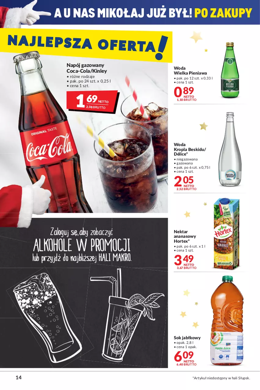 Gazetka promocyjna Makro - [Oferta promocyjna] Artykuły spożywcze i przemysłowe - ważna 14.12 do 26.12.2021 - strona 14 - produkty: Ananas, Coca-Cola, Hortex, Napój, Napój gazowany, Nektar, Sok, Sok jabłkowy, Woda