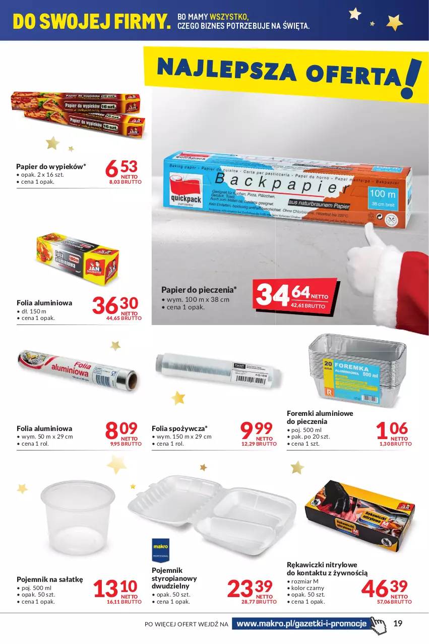 Gazetka promocyjna Makro - [Oferta promocyjna] Artykuły spożywcze i przemysłowe - ważna 14.12 do 26.12.2021 - strona 19 - produkty: Folia aluminiowa, Foremki, Papier, Papier do pieczenia, Piec, Pojemnik, Sałat