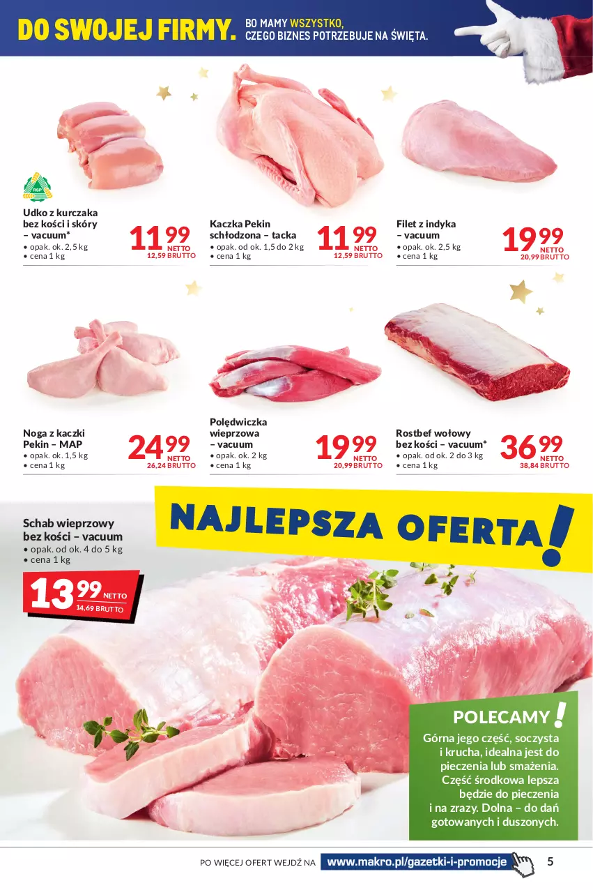 Gazetka promocyjna Makro - [Oferta promocyjna] Artykuły spożywcze i przemysłowe - ważna 14.12 do 26.12.2021 - strona 5 - produkty: Kaczka, Kurczak, Noga z kaczki, Piec, Polędwiczka wieprzowa, Rostbef, Schab wieprzowy