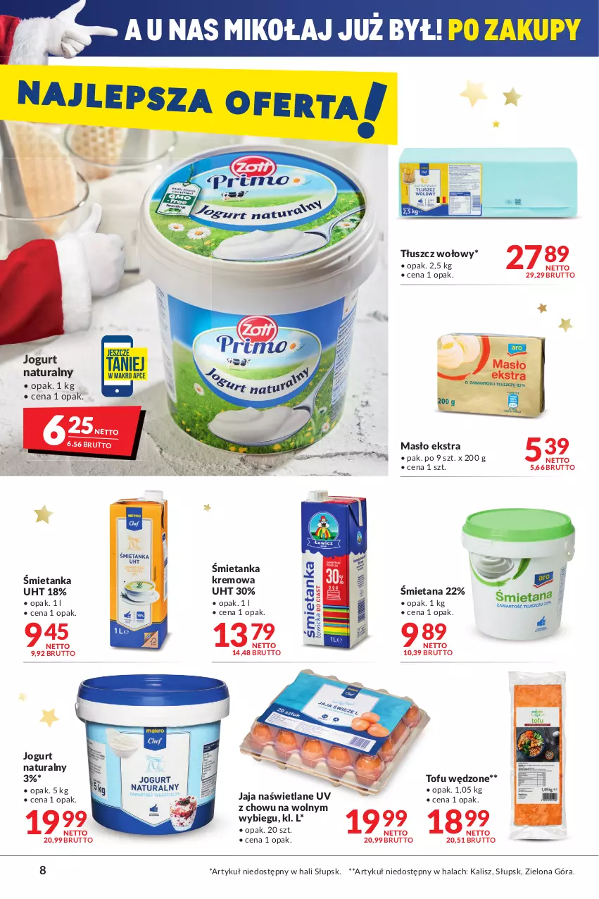 Gazetka promocyjna Makro - [Oferta promocyjna] Artykuły spożywcze i przemysłowe - ważna 14.12 do 26.12.2021 - strona 8 - produkty: Jaja, Jogurt, Jogurt naturalny, Masło, Tłuszcz wołowy, Tofu