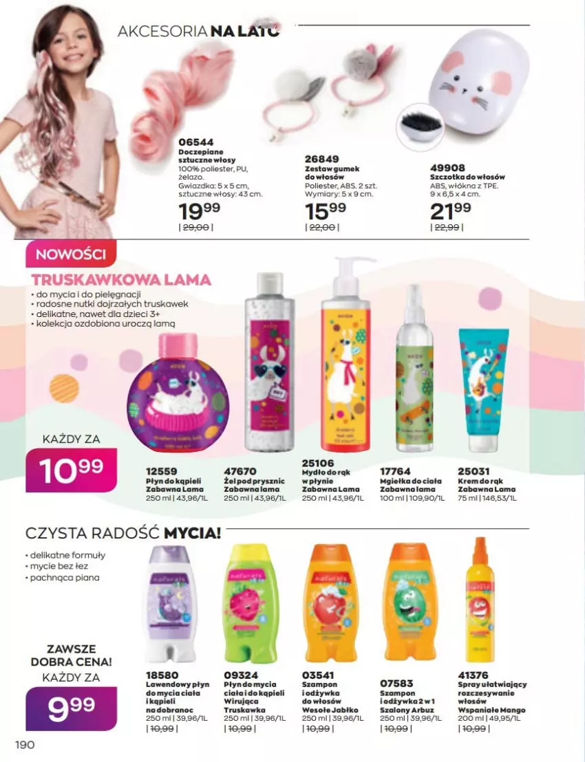 Gazetka promocyjna Avon - Katalog Avon 6/2022 kampania czerwiec - ważna 01.06 do 30.06.2022 - strona 190 - produkty: Arbuz, Dzieci, Krem do rąk, Mango, Mydło, Płyn do kąpieli, Szal, Szampon, Szczotka, Szczotka do włosów