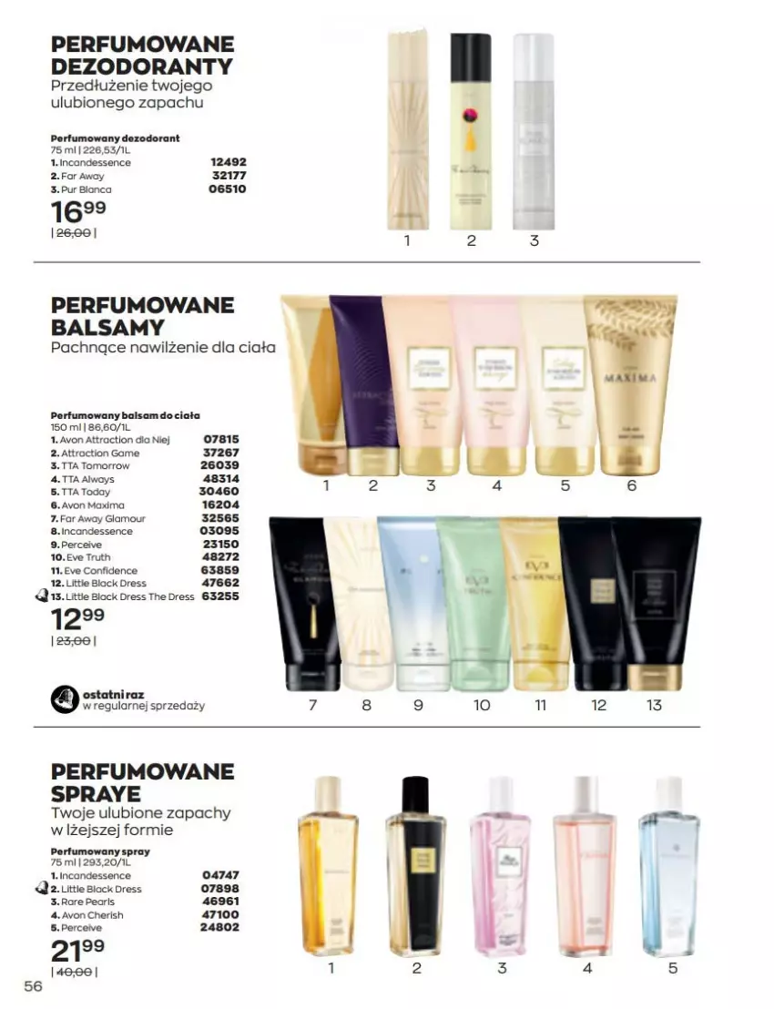 Gazetka promocyjna Avon - Katalog Avon 6/2022 kampania czerwiec - ważna 01.06 do 30.06.2022 - strona 56 - produkty: Balsam do ciała, Dezodorant, Dres, Fa, Lack, Perfum, Pur