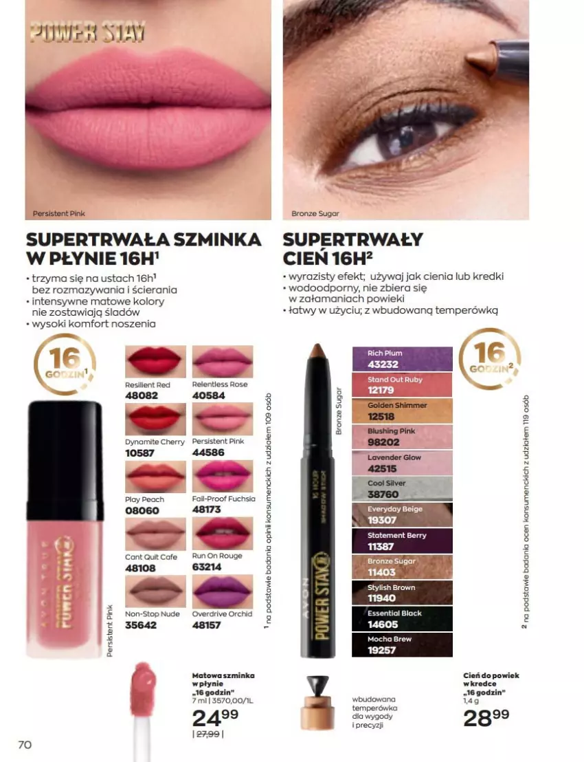 Gazetka promocyjna Avon - Katalog Avon 6/2022 kampania czerwiec - ważna 01.06 do 30.06.2022 - strona 70 - produkty: Cień, Fa, Inka, Lack, Por, Sok, Szminka, Top