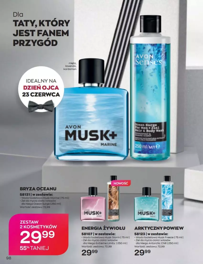 Gazetka promocyjna Avon - Katalog Avon 6/2022 kampania czerwiec - ważna 01.06 do 30.06.2022 - strona 98 - produkty: Fa, Mięta, Mus, Woda, Woda toaletowa