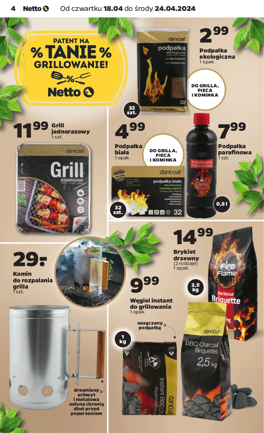 Gazetka promocyjna Netto - Akcesoria i dodatki - ważna 18.04 do 24.04.2024 - strona 4 - produkty: Brykiet drzewny, Grill, Inka, Piec