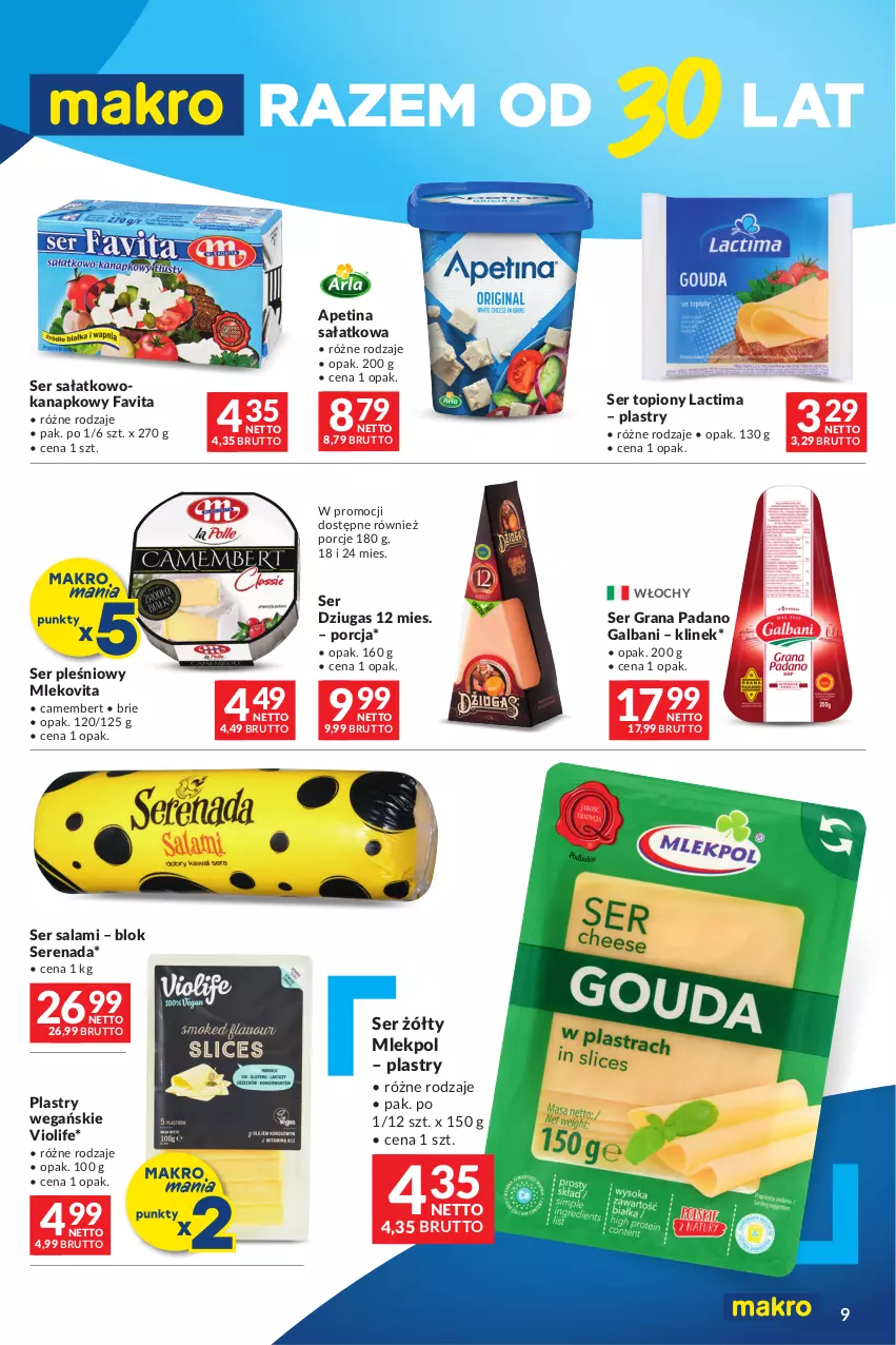 Gazetka promocyjna Makro - Oferta dla Twojego biznesu - ważna 20.02 do 04.03.2024 - strona 9 - produkty: Brie, Camembert, Fa, Favita, Galbani, Gra, Mleko, Mlekovita, Por, Salami, Sałat, Ser, Ser pleśniowy, Ser salami, Ser topiony, Top