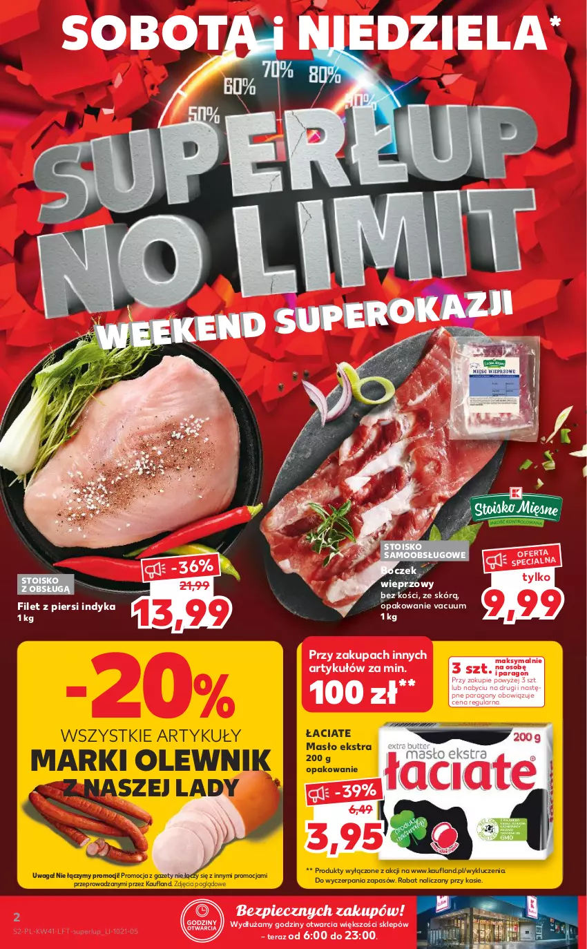 Gazetka promocyjna Kaufland - OFERTA TYGODNIA - ważna 14.10 do 20.10.2021 - strona 2 - produkty: Boczek, Boczek wieprzowy, Filet z piersi indyka, Masło, Olewnik, Piec, Tera, Waga