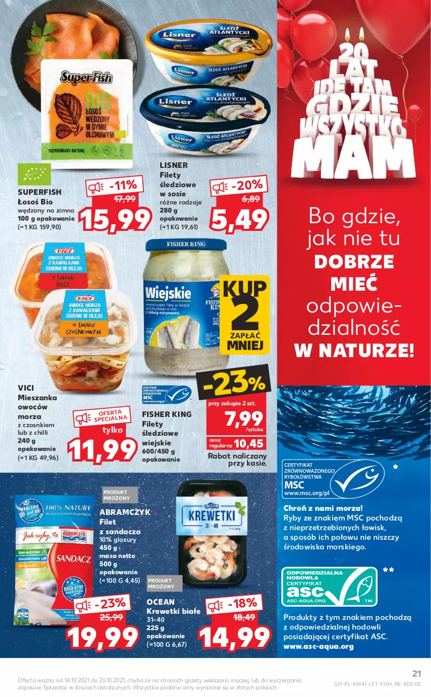 Gazetka promocyjna Kaufland - OFERTA TYGODNIA - ważna 14.10 do 20.10.2021 - strona 21 - produkty: Filet z sandacza, Krewetki, Lazur, Lisner, Sandacz, Sos