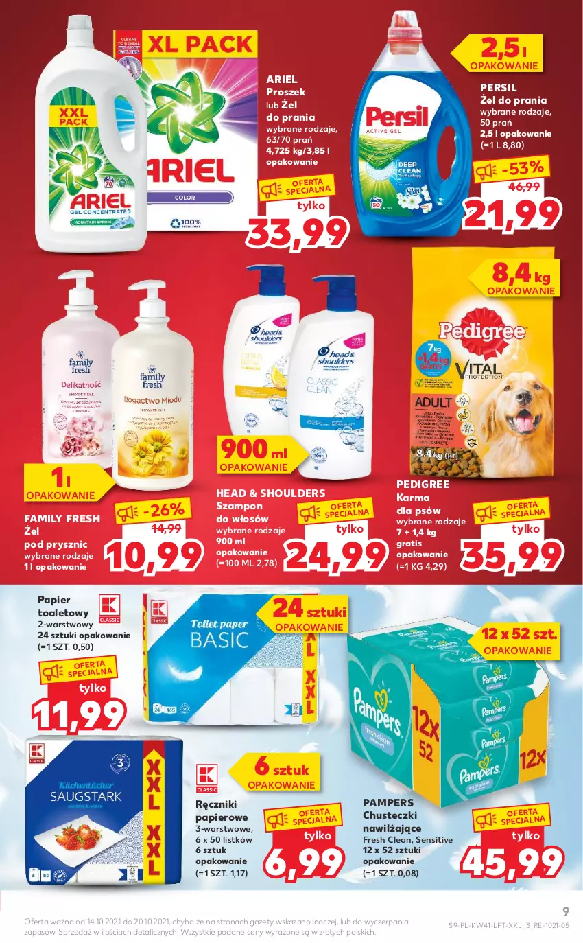 Gazetka promocyjna Kaufland - OFERTA TYGODNIA - ważna 14.10 do 20.10.2021 - strona 9 - produkty: Ariel, Chusteczki, Fa, Gra, Pampers, Papier, Papier toaletowy, Pedigree, Persil, Ręcznik, Ręczniki papierowe, Szampon