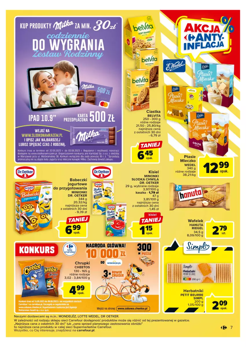 Gazetka promocyjna Carrefour - Gazetka Market - ważna 23.05 do 03.06.2023 - strona 7 - produkty: Babeczki, BelVita, Cheetos, Chrupki, Ciastka, Dr. Oetker, Herbatniki, Herbatniki Petit Beurre, Jogurt, Kisiel, Słodka Chwila, Wafelek