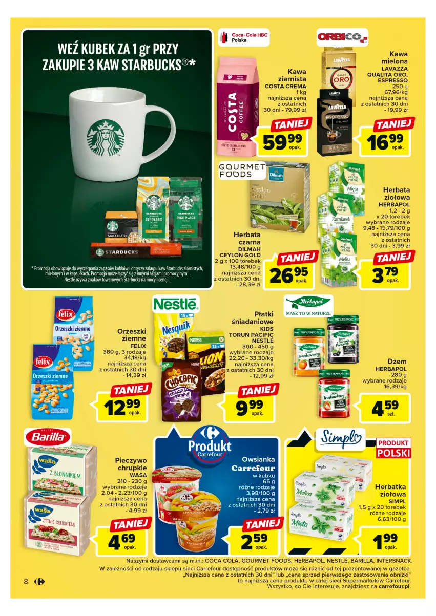 Gazetka promocyjna Carrefour - Gazetka Market - ważna 23.05 do 03.06.2023 - strona 8 - produkty: Chrupki, Cif, Danio, Dilmah, Felix, Herbapol, Herbata, Kawa, Kubek, Lavazza, Orzeszki, Owsianka, Piec, Pieczywo, Top, Wasa