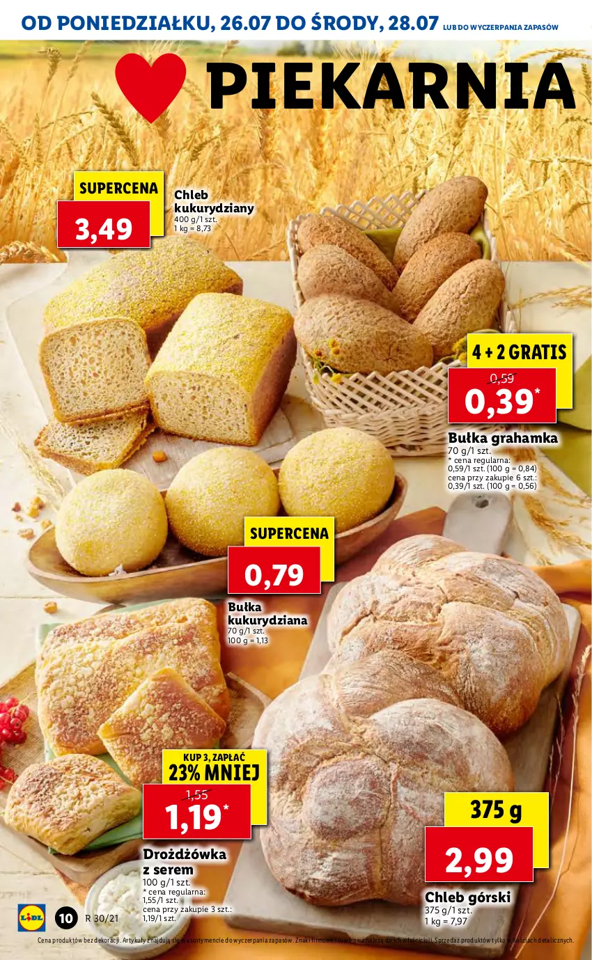 Gazetka promocyjna Lidl - GAZETKA - ważna 26.07 do 28.07.2021 - strona 10 - produkty: Bułka, Bułka grahamka, Chleb, Gra, Ser