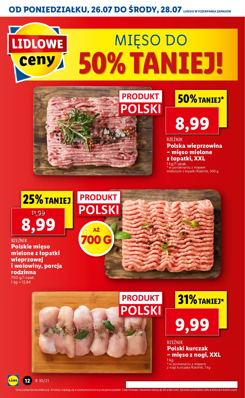 Gazetka promocyjna Lidl - GAZETKA - ważna 26.07 do 28.07.2021 - strona 12 - produkty: Kurczak, Mięso, Mięso mielone, Mięso wieprzowe, Por, Wieprzowina