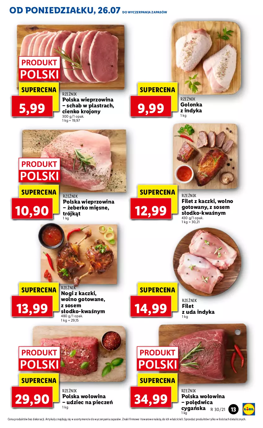 Gazetka promocyjna Lidl - GAZETKA - ważna 26.07 do 28.07.2021 - strona 13 - produkty: Golonka z indyka, Piec, Polędwica, Sos, Wieprzowina, Wołowina