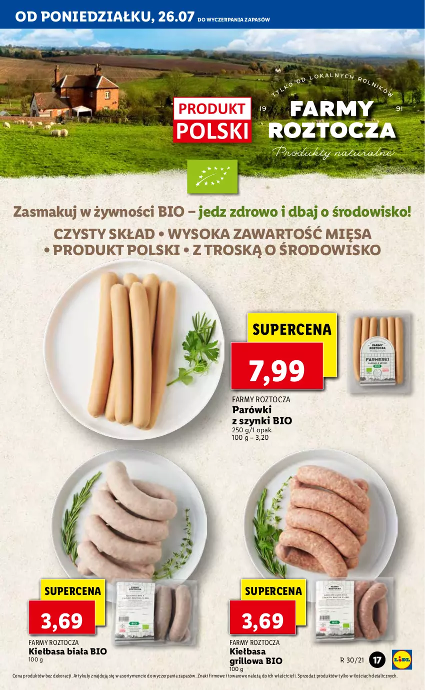 Gazetka promocyjna Lidl - GAZETKA - ważna 26.07 do 28.07.2021 - strona 17 - produkty: Fa, Grill, Kiełbasa, Kiełbasa biała, Parówki, Parówki z szynki, Sok