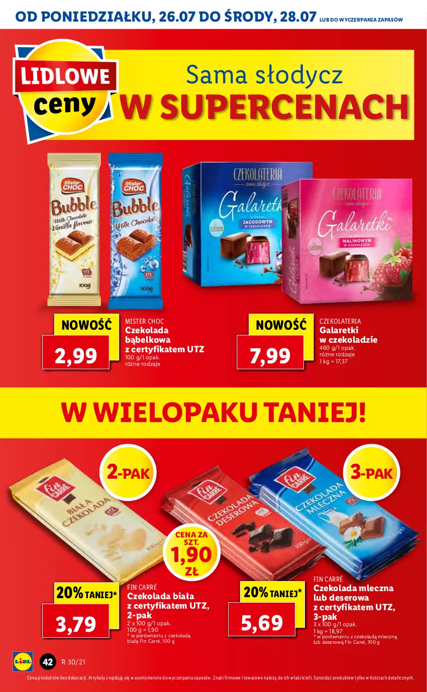 Gazetka promocyjna Lidl - GAZETKA - ważna 26.07 do 28.07.2021 - strona 42 - produkty: Czekolada, Czekolada mleczna, Deser, Gala, Galaretki, Por, Ser