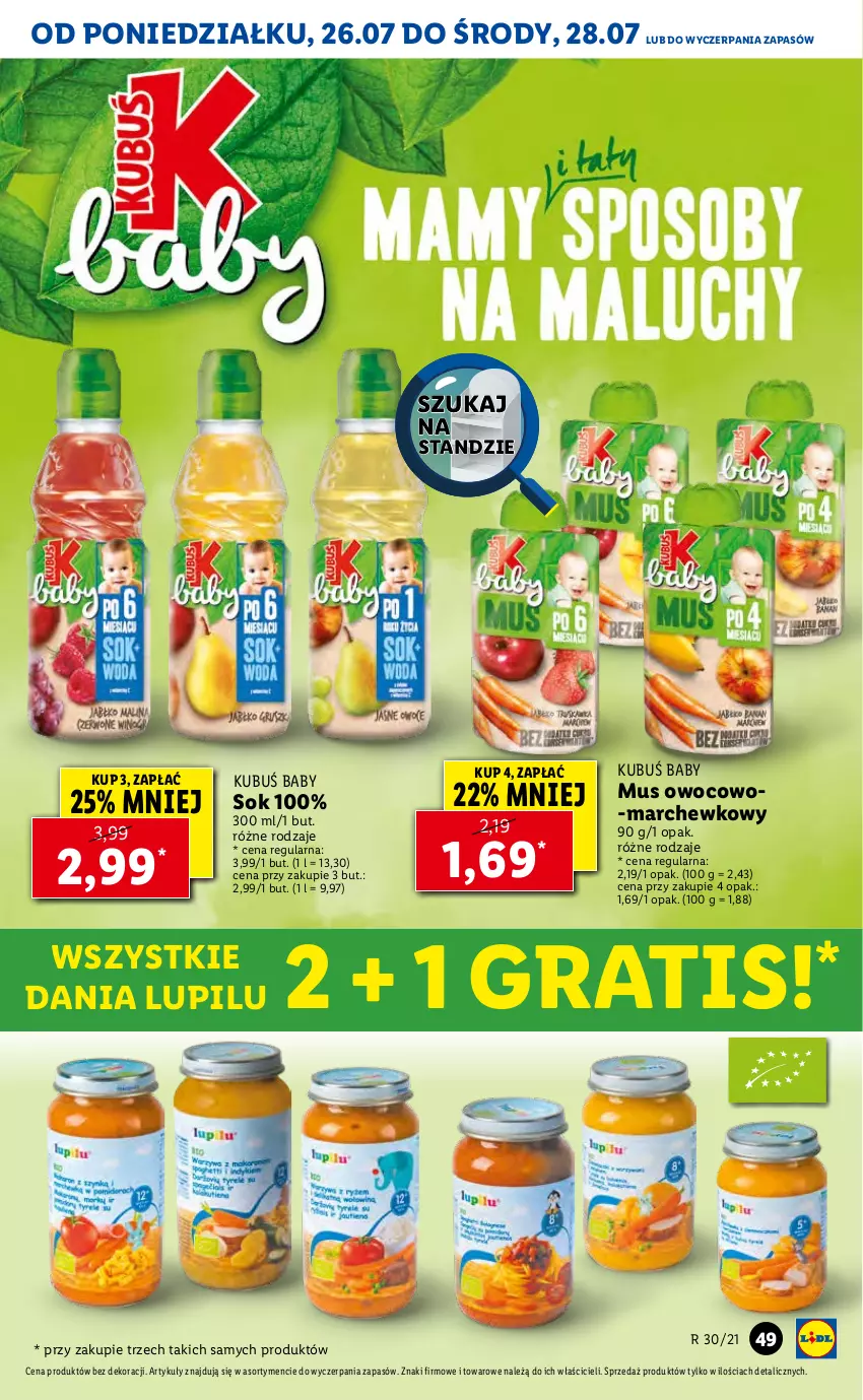 Gazetka promocyjna Lidl - GAZETKA - ważna 26.07 do 28.07.2021 - strona 49 - produkty: Gra, Kubuś, Mus, Sok