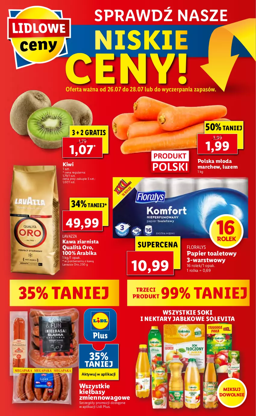 Gazetka promocyjna Lidl - GAZETKA - ważna 26.07 do 28.07.2021 - strona 57 - produkty: Flora, Gra, Kawa, Kawa ziarnista, Kiwi, Lavazza, Nektar, Papier, Papier toaletowy, Por, Sok