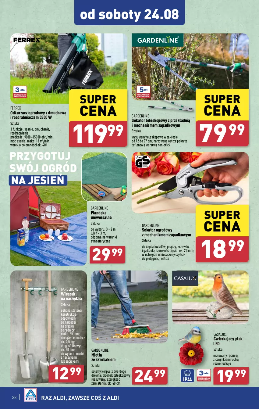 Gazetka promocyjna Aldi - Pełna oferta - ważna 19.08 do 25.08.2024 - strona 38 - produkty: Haczyk, Miotła, Odkurzacz, Ogród, Por, Rozdrabniacz, Sekator, Teleskop, Wieszak