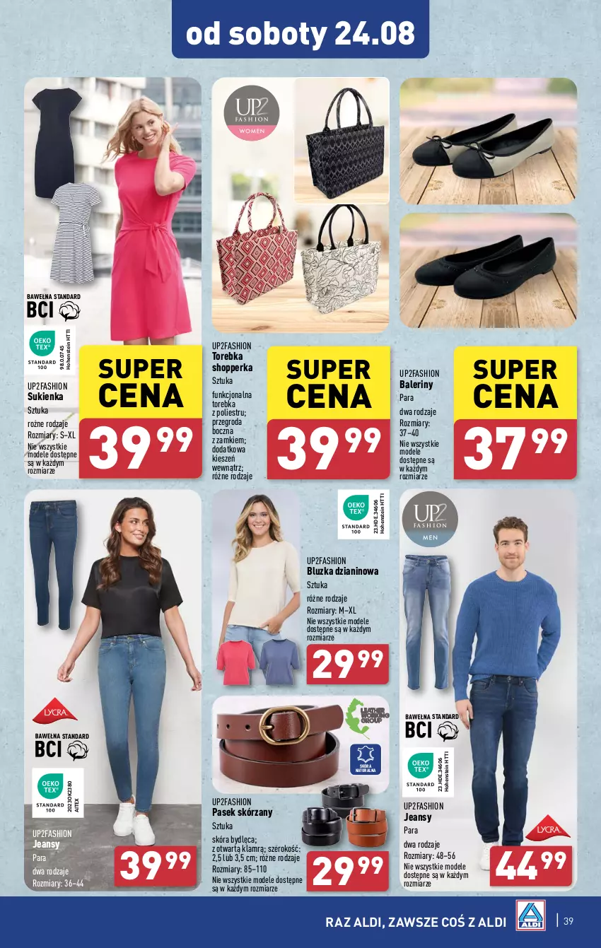 Gazetka promocyjna Aldi - Pełna oferta - ważna 19.08 do 25.08.2024 - strona 39 - produkty: Baleriny, Fa, K2, Pasek, Sukienka, Torebka