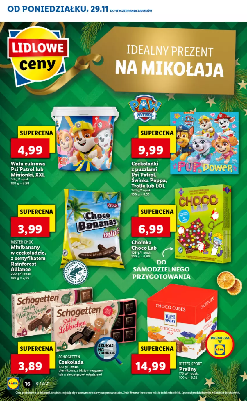 Gazetka promocyjna Lidl - GAZETKA - ważna 29.11 do 01.12.2021 - strona 16 - produkty: Banany, Czekolada, Fa, Inka, Piernik, Schogetten, Wata cukrowa