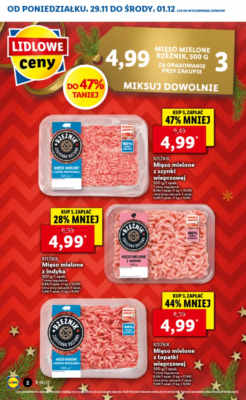 Gazetka promocyjna Lidl - GAZETKA - ważna 29.11 do 01.12.2021 - strona 2 - produkty: Mięso, Mięso mielone