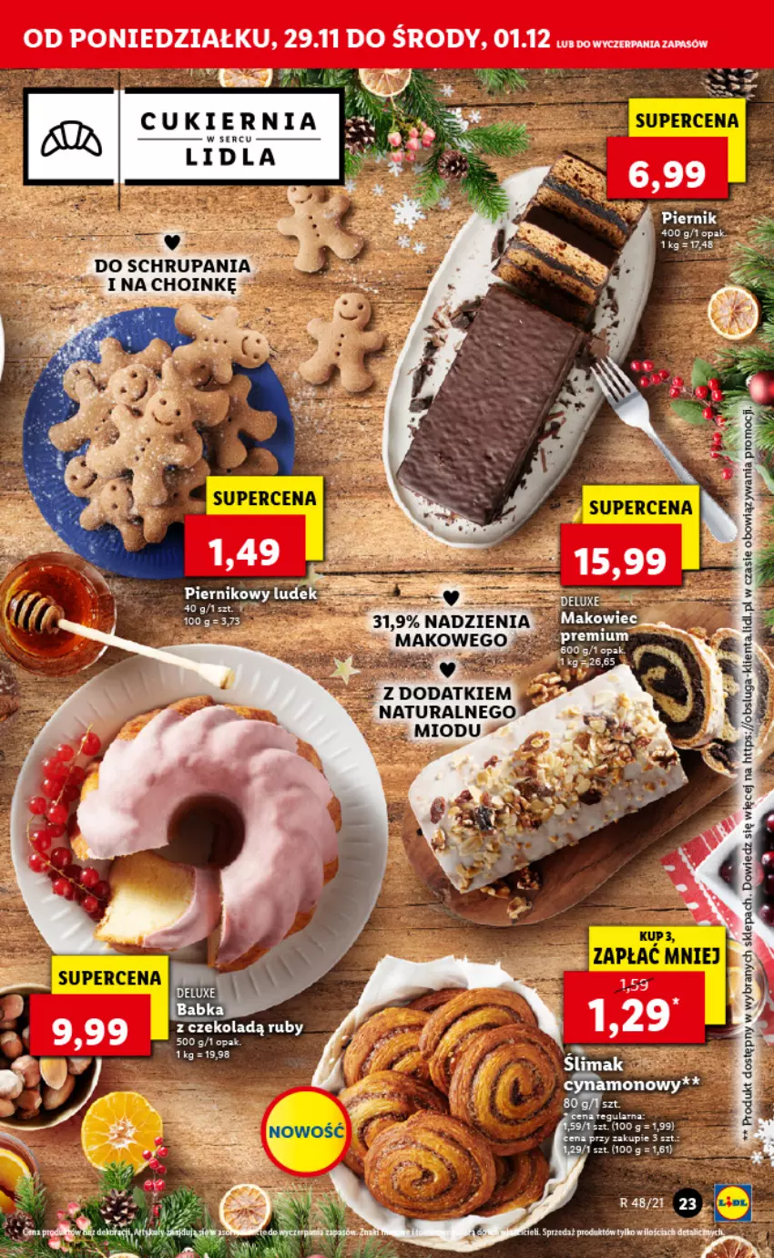 Gazetka promocyjna Lidl - GAZETKA - ważna 29.11 do 01.12.2021 - strona 23 - produkty: Babka, Cukier, Fa, Piernik, Ser