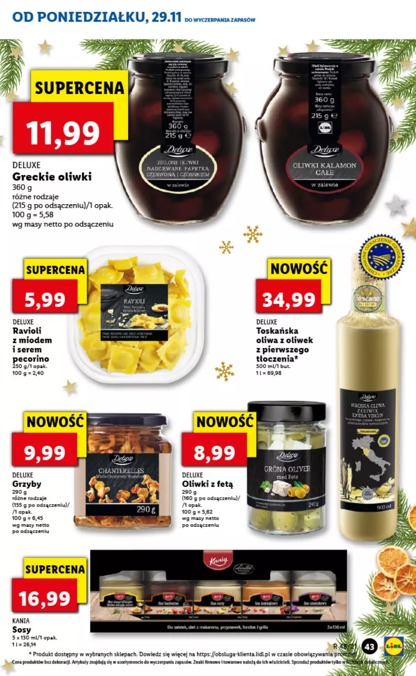 Gazetka promocyjna Lidl - GAZETKA - ważna 29.11 do 01.12.2021 - strona 43 - produkty: Fa, Grzyby, Oliwa z oliwek, Oliwki, Pecorino, Ser