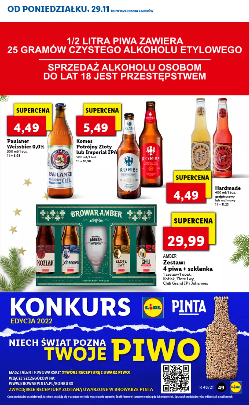 Gazetka promocyjna Lidl - GAZETKA - ważna 29.11 do 01.12.2021 - strona 49 - produkty: Fa, Gra, Grejpfrut, Ocet, Piwa, Piwo, Szklanka