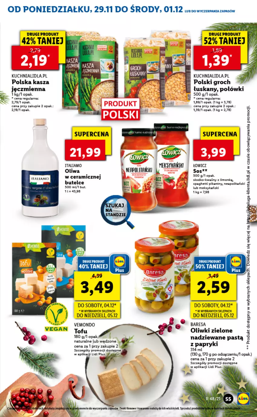 Gazetka promocyjna Lidl - GAZETKA - ważna 29.11 do 01.12.2021 - strona 55 - produkty: Groch, Kask, Kasza, Kuchnia, Oliwki, Oliwki zielone, Rama, Sos, Tofu