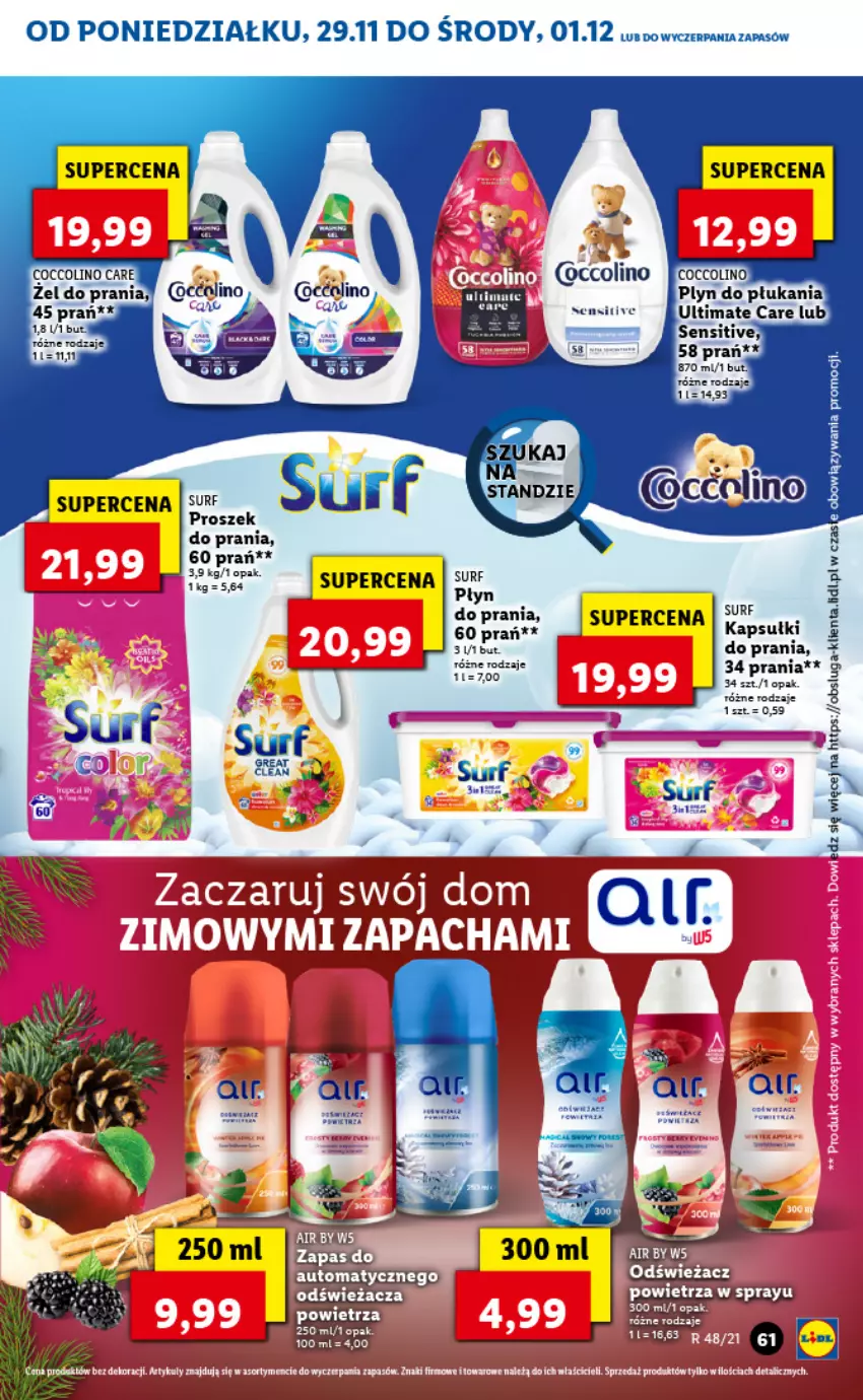 Gazetka promocyjna Lidl - GAZETKA - ważna 29.11 do 01.12.2021 - strona 61 - produkty: Fa, Kapsułki do prania, Proszek do prania, Surf, Top