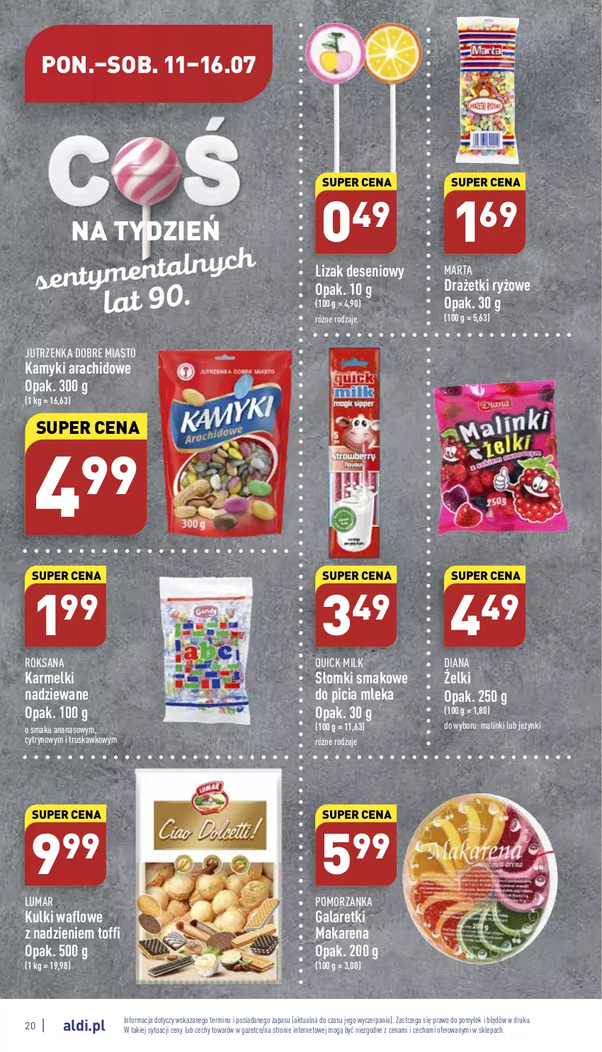 Gazetka promocyjna Aldi - Katalog spożywczy - ważna 11.07 do 16.07.2022 - strona 20 - produkty: Ananas, Drażetki ryżowe, Gala, Galaretki, Jutrzenka, Kamyki arachidowe, Ryż