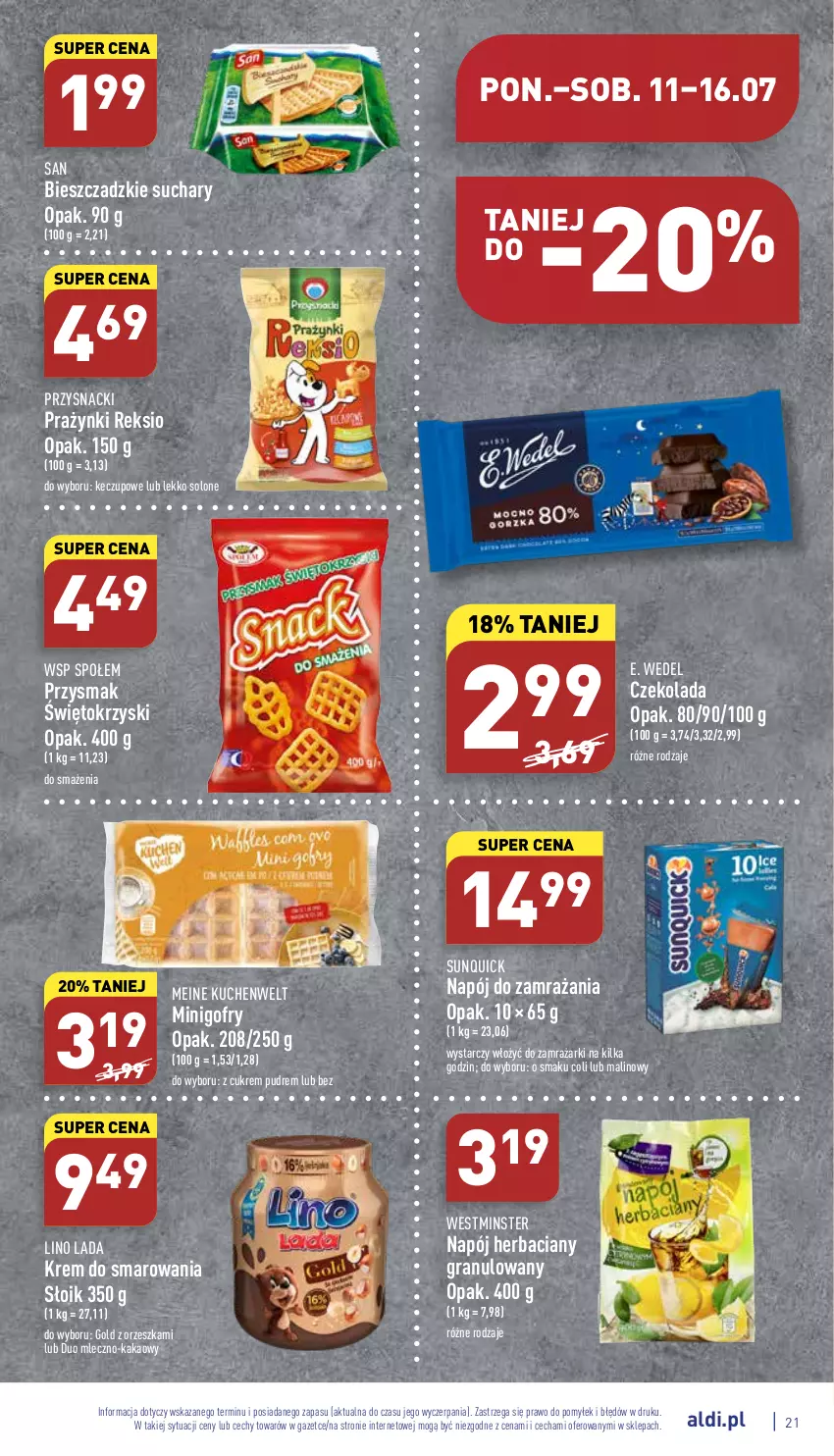 Gazetka promocyjna Aldi - Katalog spożywczy - ważna 11.07 do 16.07.2022 - strona 21 - produkty: Czekolada, E. Wedel, Gofry, Gra, Kakao, Napój, Przysnacki