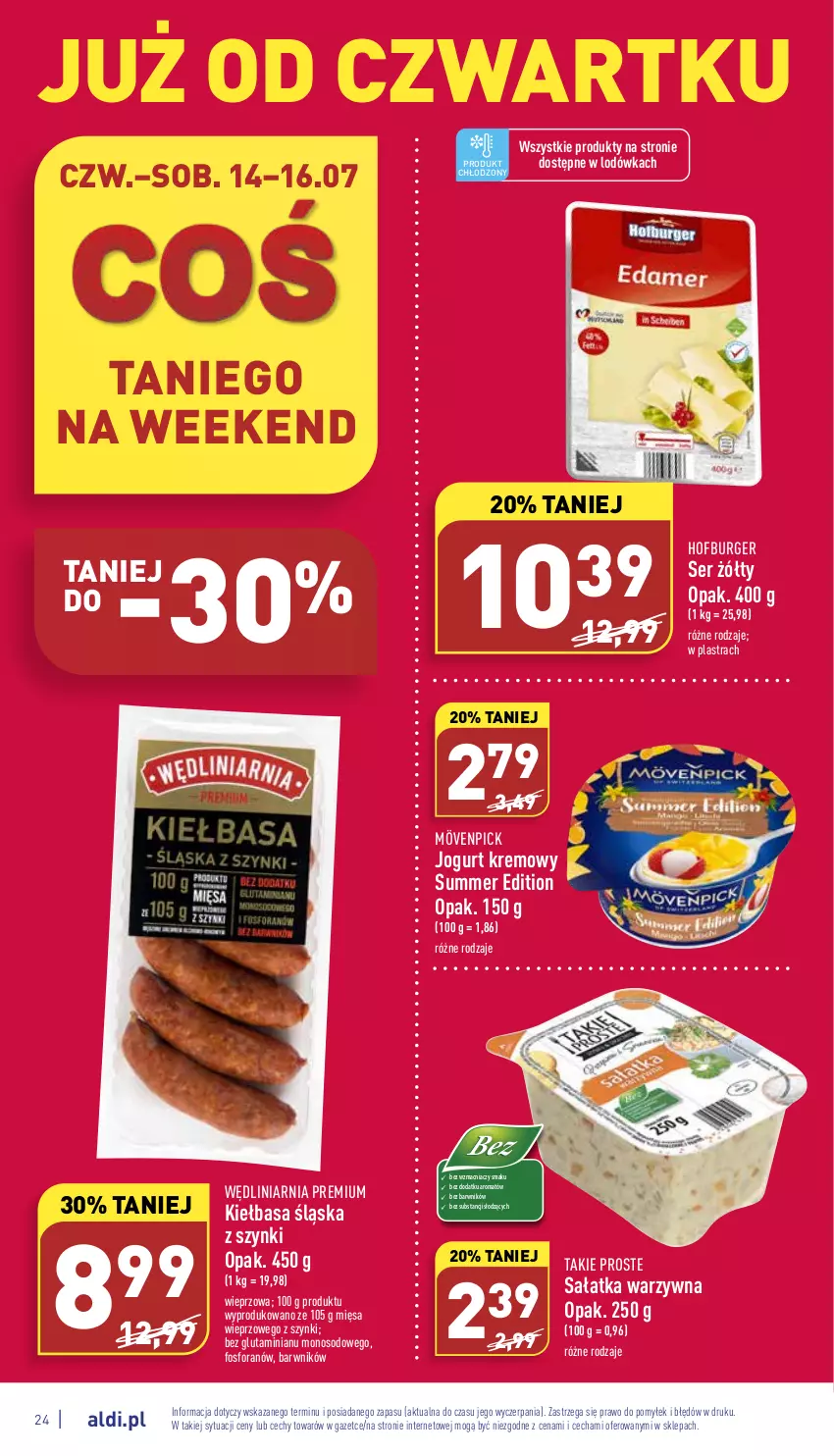 Gazetka promocyjna Aldi - Katalog spożywczy - ważna 11.07 do 16.07.2022 - strona 24 - produkty: Burger, Hofburger, Jogurt, Kiełbasa, Kiełbasa śląska, Lodówka, Sałat, Sałatka, Sałatka warzywna, Ser