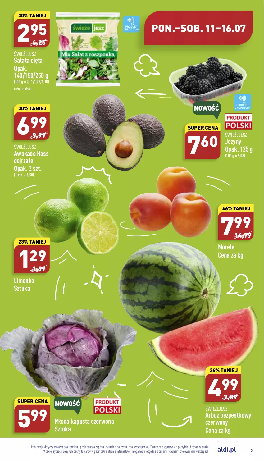 Gazetka promocyjna Aldi - Katalog spożywczy - ważna 11.07 do 16.07.2022 - strona 3 - produkty: Arbuz, Jeżyny, Limonka, Sałat