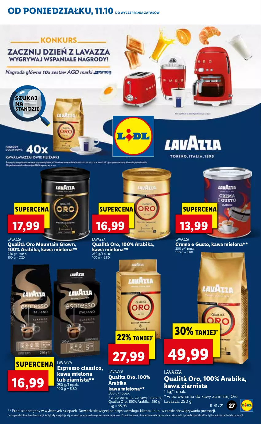 Gazetka promocyjna Lidl - GAZETKA - ważna 11.10 do 13.10.2021 - strona 27 - produkty: Kawa, Kawa mielona, Kawa ziarnista, Lavazza, Por