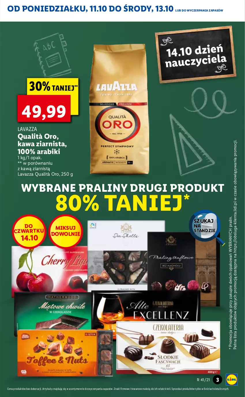 Gazetka promocyjna Lidl - GAZETKA - ważna 11.10 do 13.10.2021 - strona 3 - produkty: Kawa, Kawa ziarnista, Lavazza, Por, Praliny