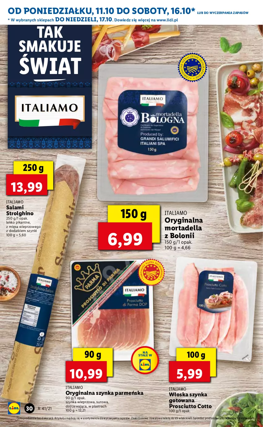 Gazetka promocyjna Lidl - GAZETKA - ważna 11.10 do 13.10.2021 - strona 30 - produkty: Dell, Gin, LG, Mortadella, Prosciutto, Salami, Szynka, Szynka wieprzowa