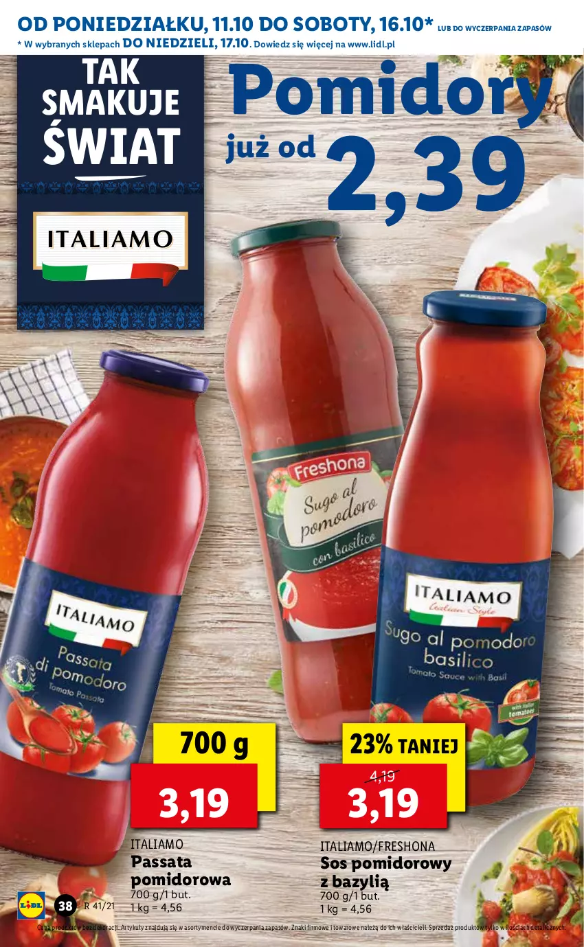 Gazetka promocyjna Lidl - GAZETKA - ważna 11.10 do 13.10.2021 - strona 38 - produkty: Bazyl, Pomidory, Sos, Sos pomidorowy