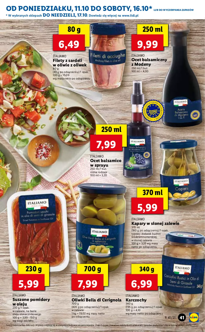 Gazetka promocyjna Lidl - GAZETKA - ważna 11.10 do 13.10.2021 - strona 41 - produkty: Bell, Bella, Kapary, Karczochy, Ocet, Ocet balsamiczny, Olej, Oliwki, Pomidory, Suszone pomidory, Wagi