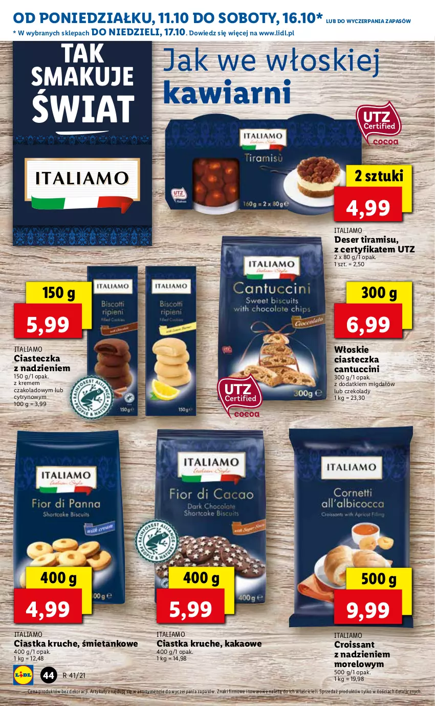 Gazetka promocyjna Lidl - GAZETKA - ważna 11.10 do 13.10.2021 - strona 44 - produkty: Ciastka, Croissant, Deser, Kakao, Ser