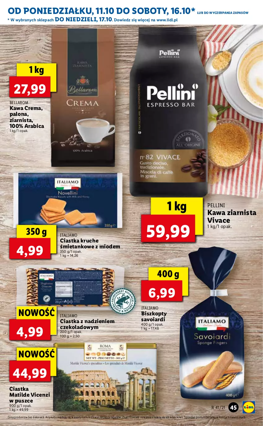 Gazetka promocyjna Lidl - GAZETKA - ważna 11.10 do 13.10.2021 - strona 45 - produkty: Bell, Bella, BIC, Biszkopty, Ciastka, Kawa, Kawa ziarnista