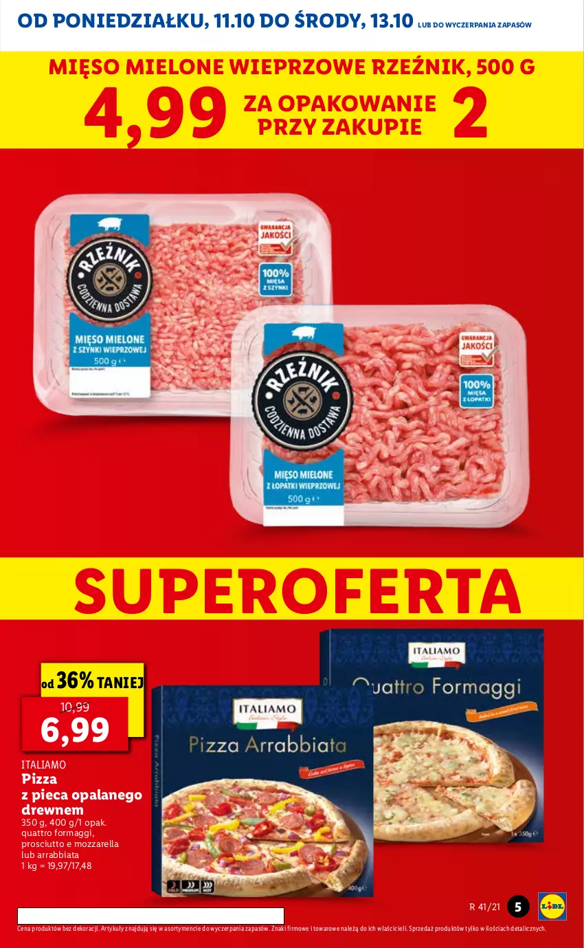 Gazetka promocyjna Lidl - GAZETKA - ważna 11.10 do 13.10.2021 - strona 5 - produkty: Maggi, Mięso, Mięso mielone, Mozzarella, Piec, Pizza, Prosciutto